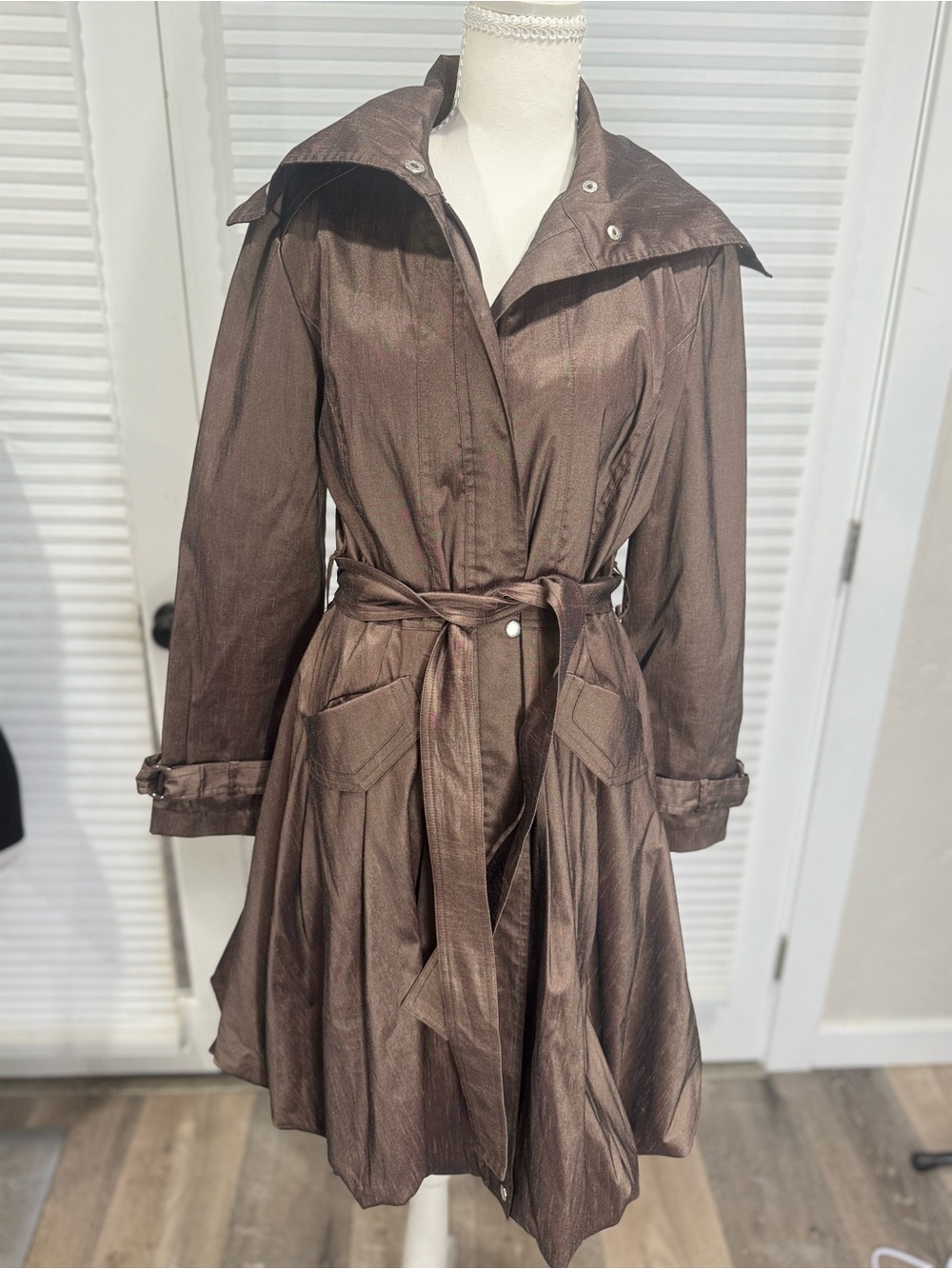 Samuel Dong Chocolate Brown Trench Coat with Belt KG1173